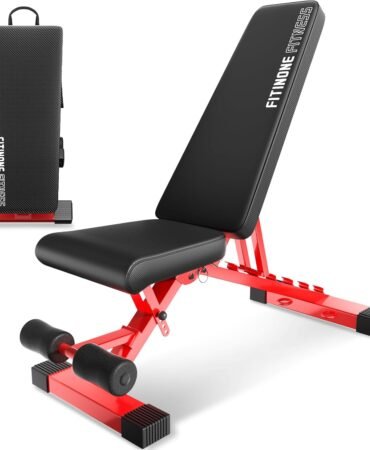 FitinOne Adjustable Weight Bench, 800LBS Foldable Workout Bench for Home Gym, Incline Decline Flat Bench Press with Quick Folding & Fast Adjustment