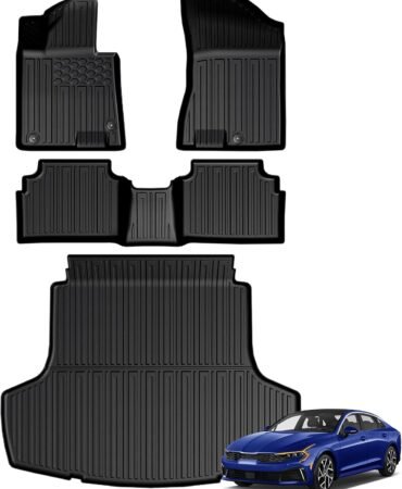 Floor Mats for Kia K5 2021-2026/Hyundai Sonata Gas 2020-2026, All Weather Floor Mats Trunk Cargo Liner Accessories, Full Coverage Set (Fit FWD Models)