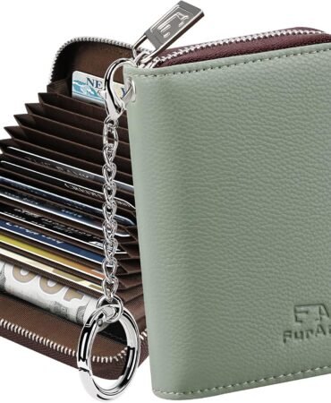 FurArt Zipper Wallet Women, RFID Blocking Credit Card Wallet, Business Card Holder, Compact Size KeyChain Wallet