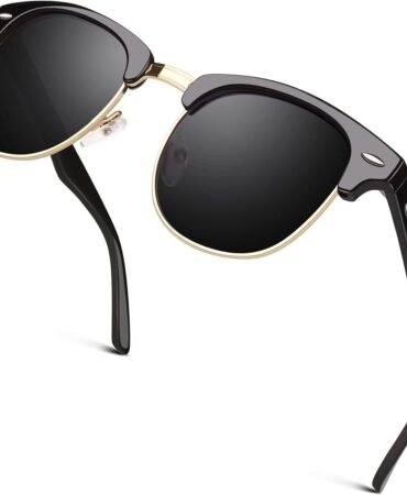 GQUEEN Classic Horn Rimmed Semi Rimless Polarized Sunglasses for Men Women GQO6