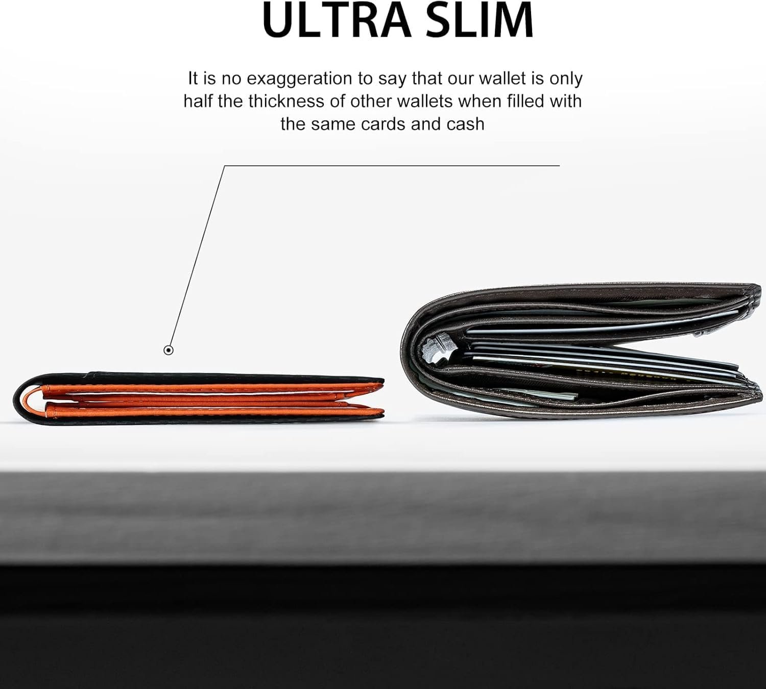 GSOIAX Slim Wallet for Men Rfid Blocking Leather Bifold Front Pocket Carbon Fiber Men's Money Clips Credit Card Holder With Gift Box
