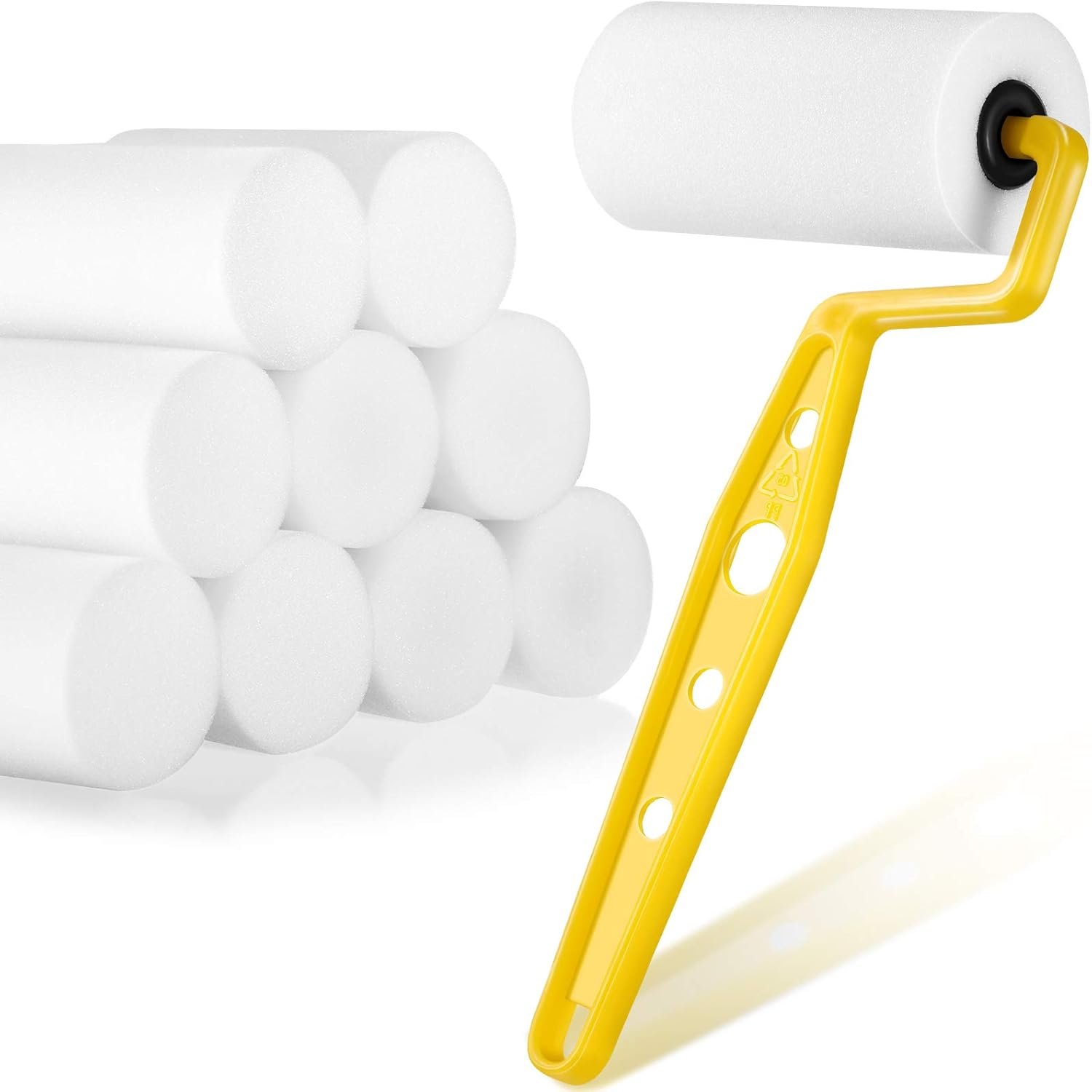 Geiserailie 11 Pcs Foam Paint Roller 3-inch Mini Small Paint Roller Kit Covers with Frame Multipack for Young Artists Painting Tools Painting Furniture Home Wall Ceilings Cabinet Art Craft Supplies