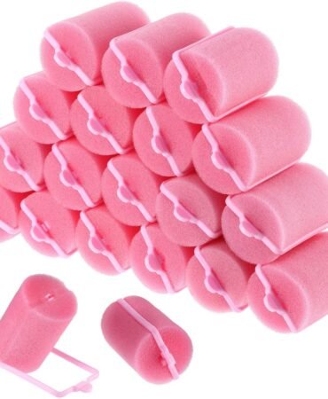 Geyoga 18 Pieces Sponge Hair Rollers Large Soft Foam Hair Styling Curlers Large Size Hairdressing Curlers for Women(Pink,1.6 x 2.8 Inches)
