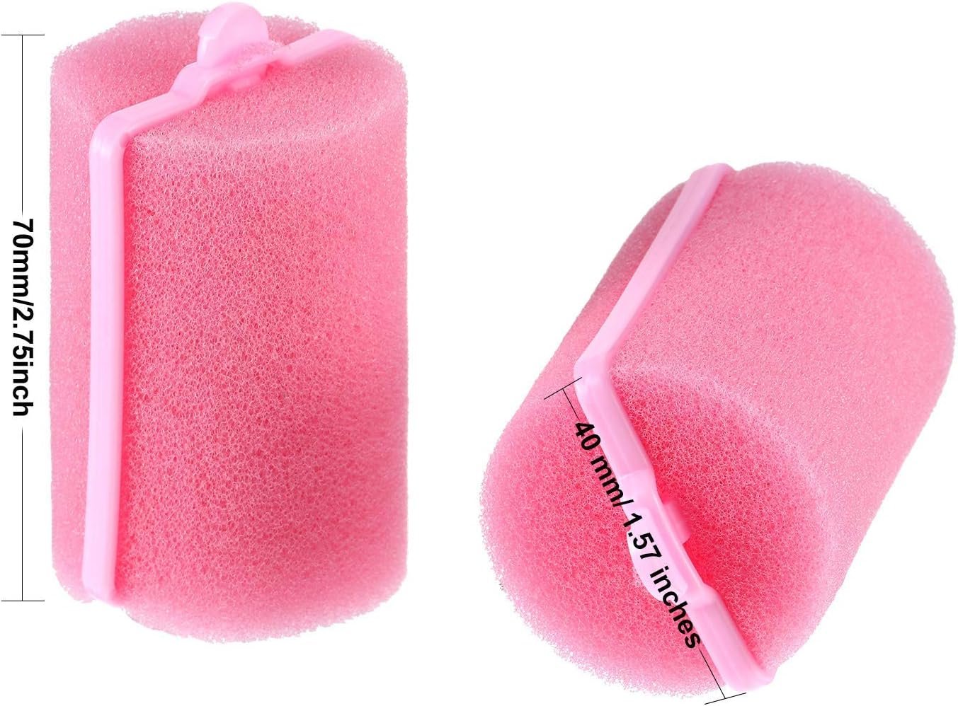 Geyoga 18 Pieces Sponge Hair Rollers Large Soft Foam Hair Styling Curlers Large Size Hairdressing Curlers for Women(Pink,1.6 x 2.8 Inches)