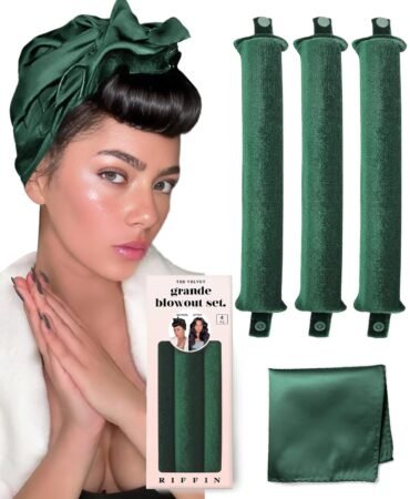Grande Heatless Curls Overnight Rods No Heat Hair Curlers to Sleep in, Jumbo Foam Large Hair Rollers for Long Hair Blowout Look, Heatless Flexible Curling Rod Set with Satin Wrap for Sleeping
