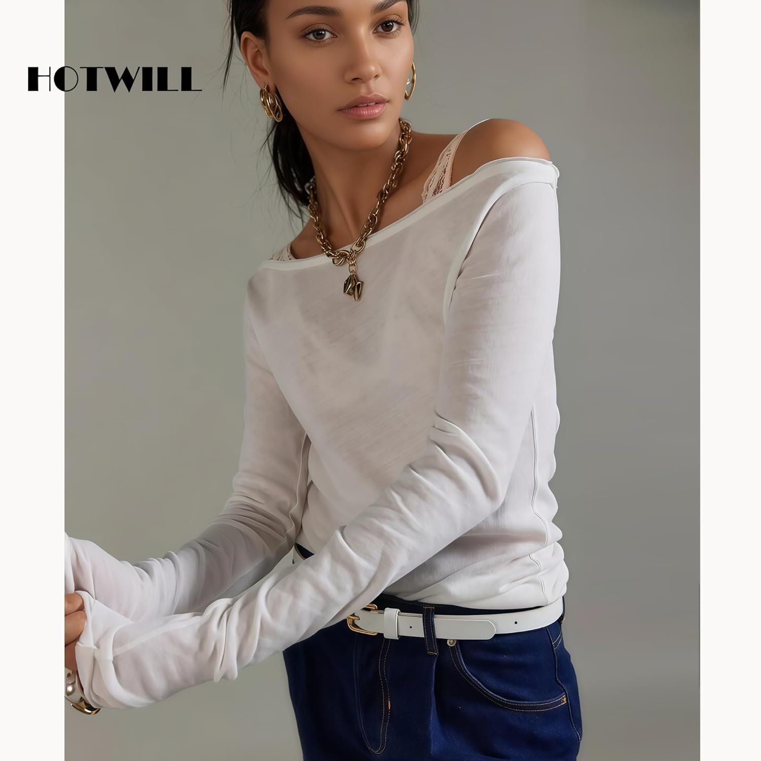 HOTWILL 4 Pack Women Skinny Belts for Jeans Dress Thin Waist Belt for Ladies
