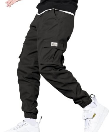 HOTake Men's Casual Cargo Pants Elastic Waist Drawstring Tapered Pants for Men Joggers Hiking Pants with Multi Pockets