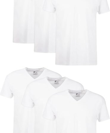 Hanes Men's Undershirts T-Shirt Pack, V-Neck Cotton Tees for Men, Moisture-Wicking, Odor Control, White Multi-Pack