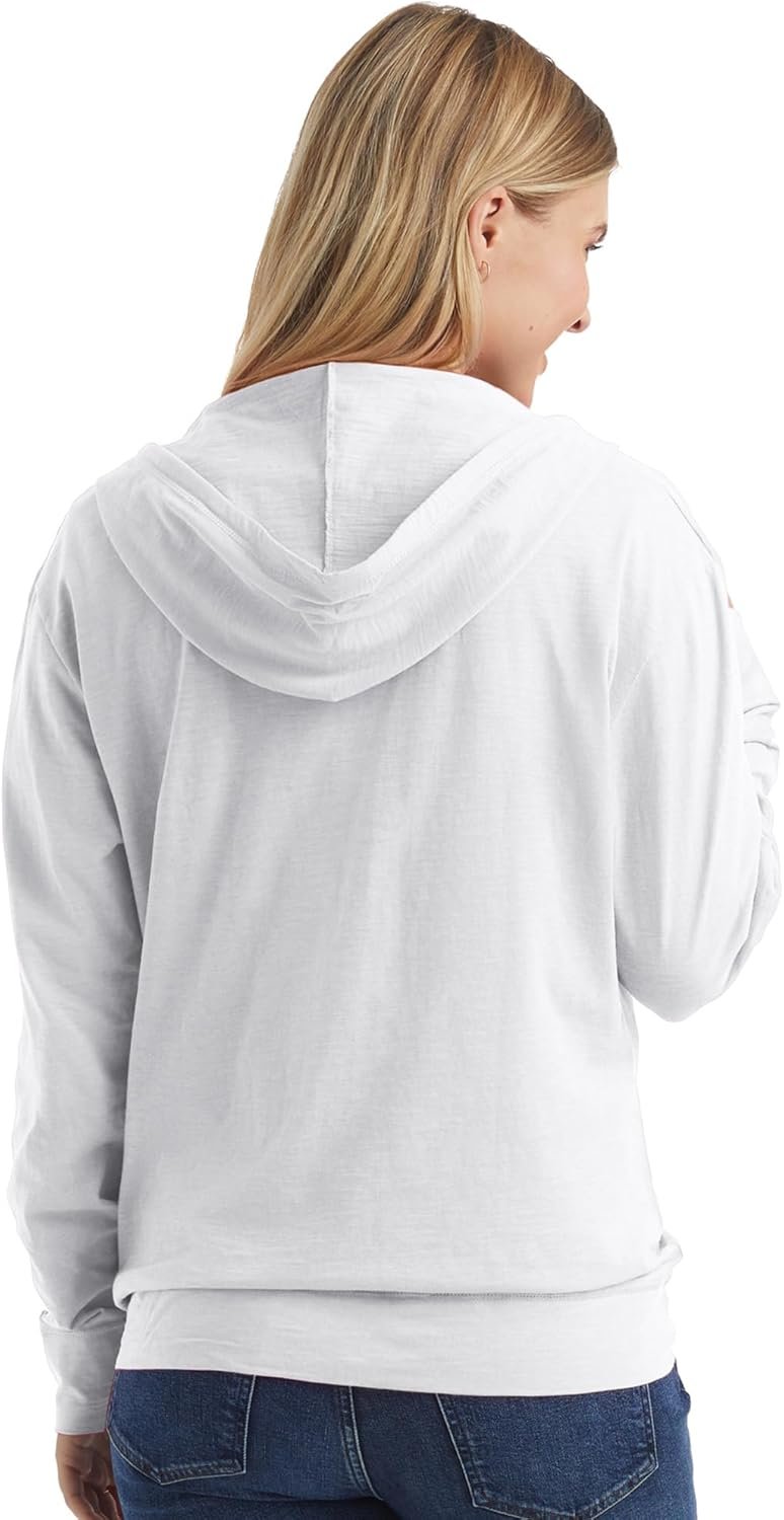 Hanes womens Slub Knit Full-zip Hoodie, Textured Cotton Zip-up T-shirt Hoodie for Women