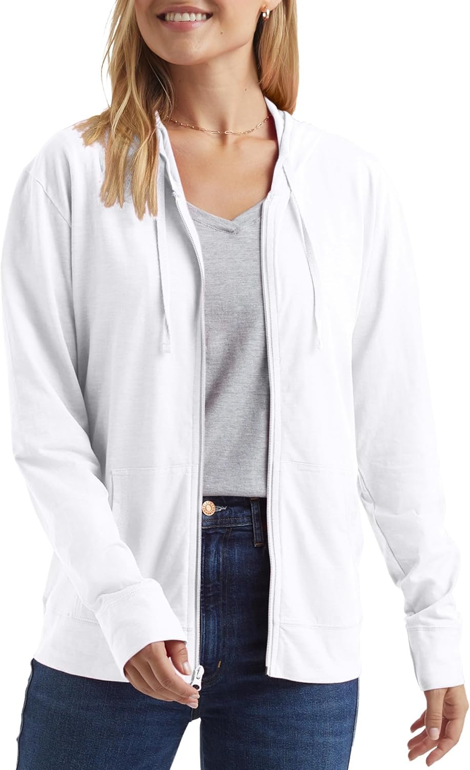 Hanes womens Slub Knit Full-zip Hoodie, Textured Cotton Zip-up T-shirt Hoodie for Women