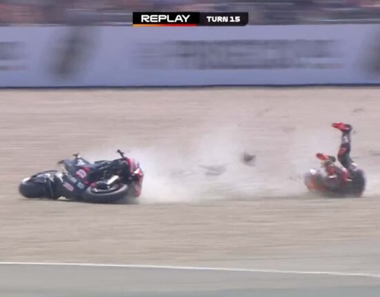 He should die. This crazy MotoGP accident is a reminder of how far motorcycle gear has come