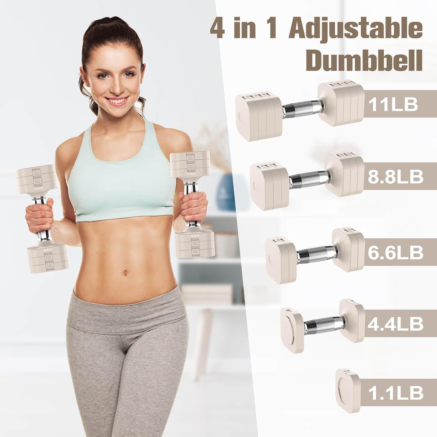 Hezeyferg 22LB 26.4LB 30.8LB Adjustable Dumbbells Set, Adjustable Weight Dumbbells with Multiple Levels, Hand Weights Sets for Women/Men Home Gym Full Body Workout