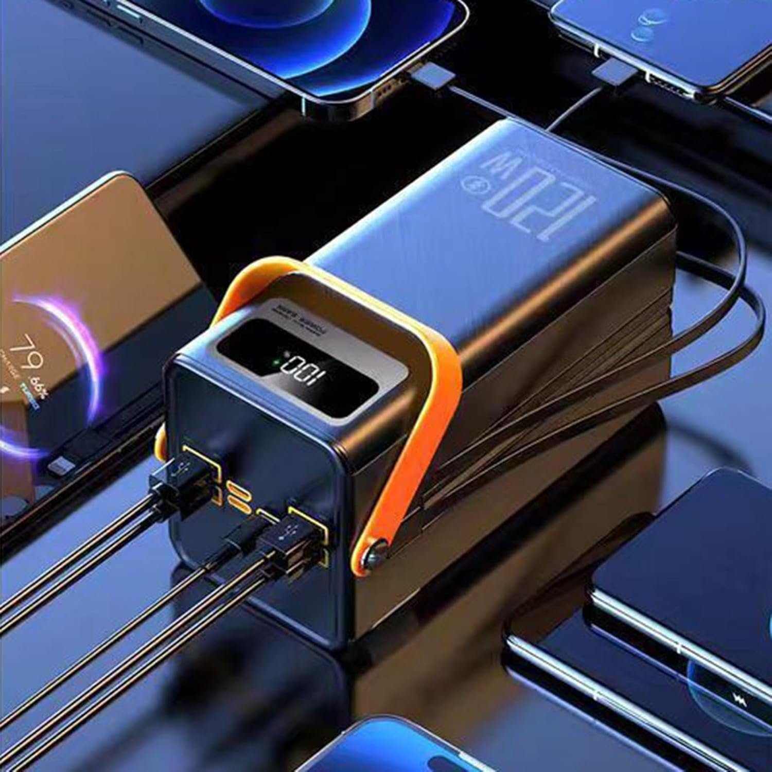 High-Capacity Solar Battery Banks, 120W External Power Packs, 50000mAh Survival Gear, Built-in Cable Chargers, Multi-Output Portable Stations