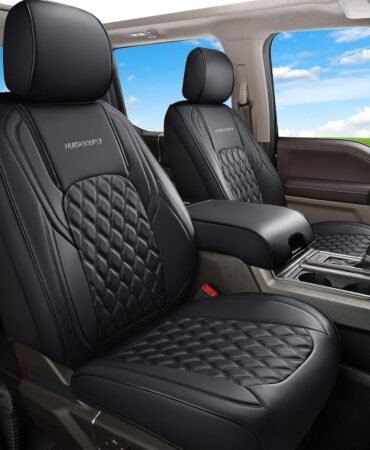 Huidasource for Chevy Silverado 1500 Seat Covers, Silverado Seat Covers Leather, GMC Sierra Pickup 1500 2007-2013&2019-2025, 2500HD 3500HD 2020-2025 Crew Double Extended Cab(Full Set/Black)