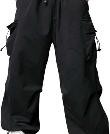 JMIERR Men's Baggy Cargo Pants Trendy Casual Parachute Pant Loose Fit Harem Joggers with Pockets for Streetwear