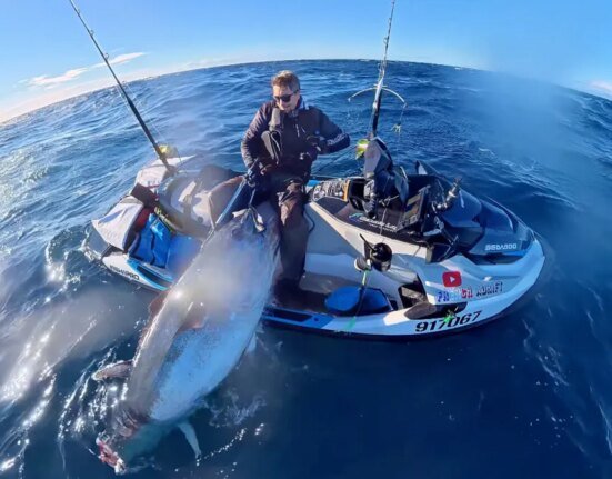 Jet ski fisherman saved a shark and caught a tuna that was too big for his Sea Doo
