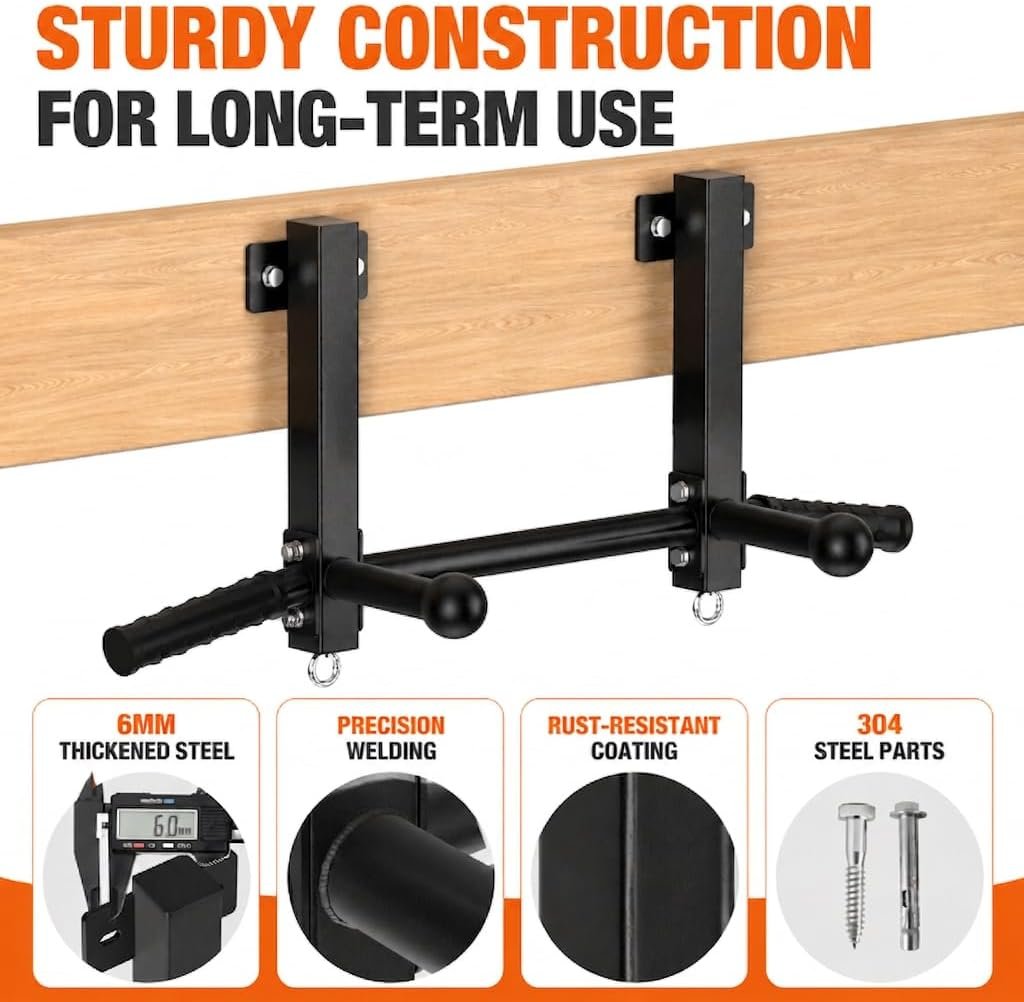 Joist Mounted Pull Up Bar, 650lbs Heavy Duty Strength Training Pullup Bars, Multi-Grip Chin Up Bar for Home Gym, Garage & Basement Ceiling Beam Installation