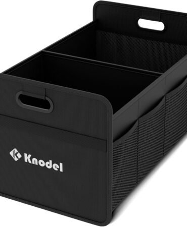 K KNODEL Car Trunk Organizer, Foldable Organizer for Car, Automotive Consoles & Organizers, Storage with Reinforced Handles (Small, Black)