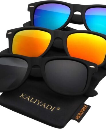 KALIYADI Polarized Sunglasses for Men and Women Matte Finish Sun glasses Color Mirror Lens UV Blocking (3 Pack)