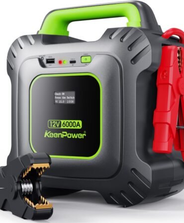 KeenPower 6000A Super Capacitor Jump Starter [Upgraded Clamps & Screen Version] – No Traditional Battery, Powered by 6X 3000F Supercapacitors, Works in -45°F Env, 3-Mins Fast Charging for Instant Use