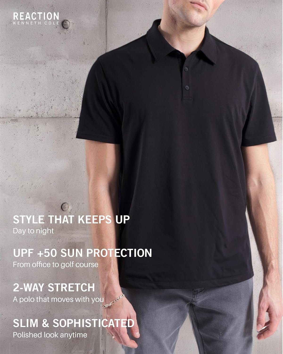 Kenneth Cole REACTION Dress Polo Shirts for Men 3 Pack - Polo Shirts for Men Short Sleeve - UPF 50+ Golf Polos