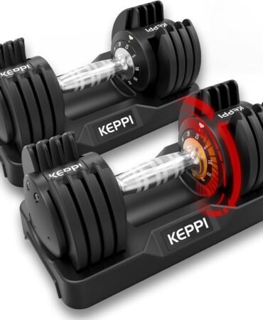 Keppi Adjustable Dumbbells Set-25lb/40lb/55lb/60lb, Anti-Slip Metal Fast Adjust Weight Handle, Exercise & Fitness for Full Body Workout - Adjustable Dumbbell Series