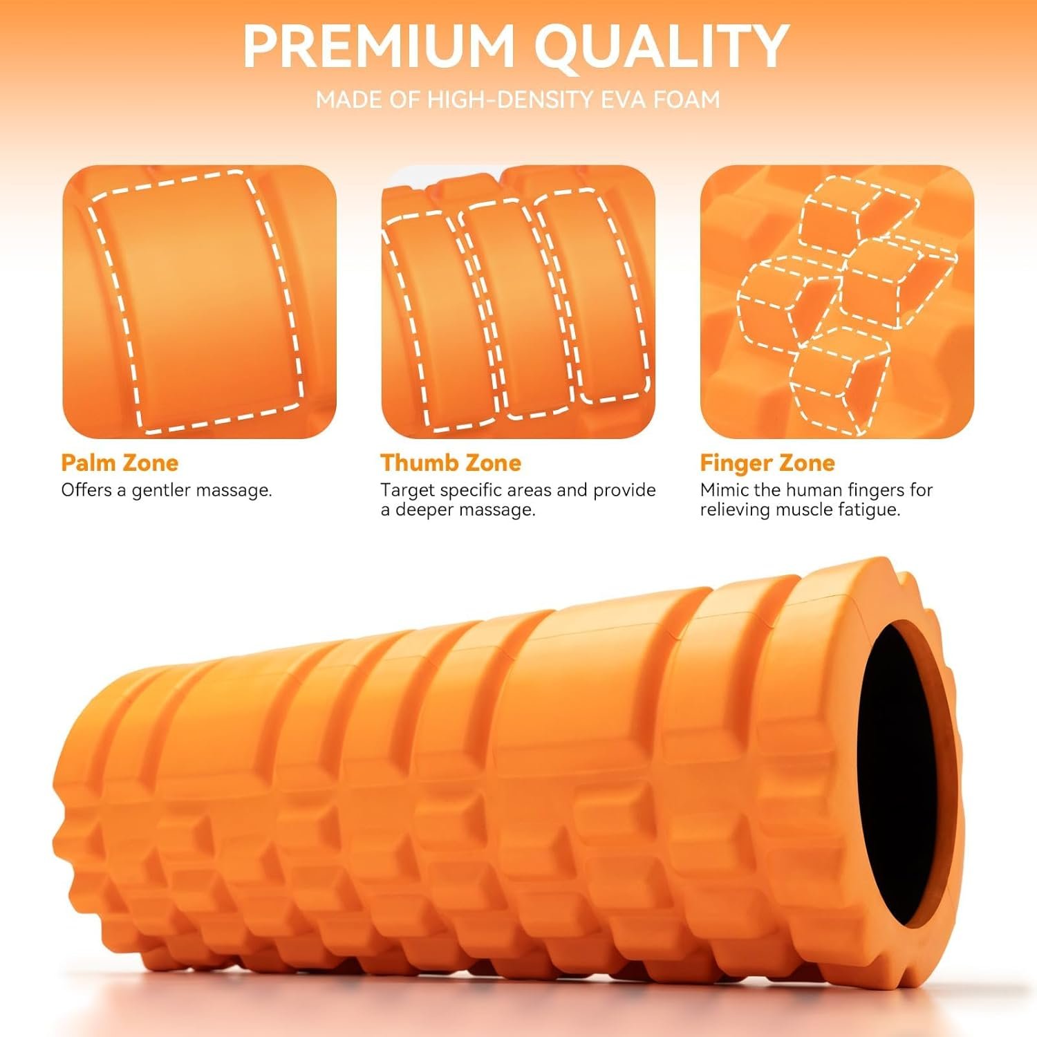 Krightlink Foam Roller High Density 13" Patented Exercise Roller for Deep Tissue Muscle Massage, Muscle Massage and Myofascial Trigger Point Release, Relieves Muscle Pain, Improves Mobility (Orange)