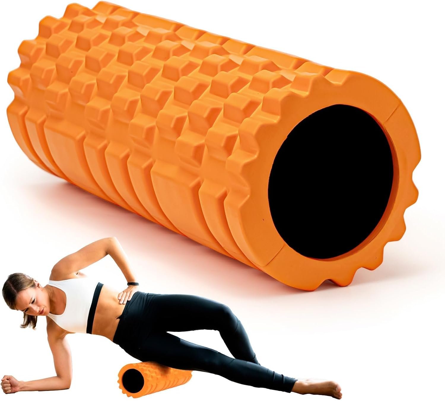 Krightlink Foam Roller High Density 13" Patented Exercise Roller for Deep Tissue Muscle Massage, Muscle Massage and Myofascial Trigger Point Release, Relieves Muscle Pain, Improves Mobility (Orange)