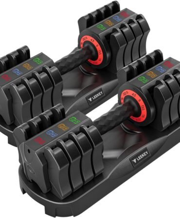 LEEKEY Adjustable Dumbbells, Dumbbells with Anti-Slip Handle for Exercise & Fitness Fast Adjust Weight, Innovative Workout Equipment, Dumbbell Set Adjustable Weight