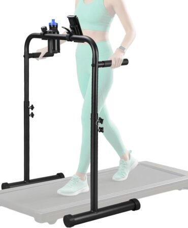 Leinuosen 24.4 Inch Walking Pad Handle Bar Only with Cup and Phone Holder Adjustable Treadmill Handrail Handlebar Increase Height from 38.58 to 47.24 Inch, Walking Pad Accessories