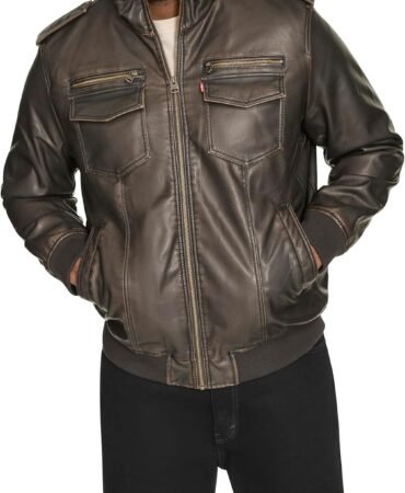 Levi's Men's Vintage Deer Faux Leather Aviator Bomber (Standard and Big & Tall)