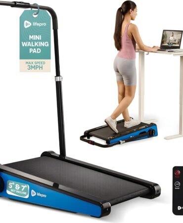 Lifepro Smallest Portable 30in Small Mini Walking Pad Treadmill Installation Free, Adjustable Incline, Under Desk Work Compact Treadmills for Home/Office - Max Load 220Lbs & Speed 3MPH