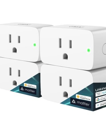 Linkind Matter Smart Plug, Work with Apple Home, Siri, Alexa, Google, SmartThings, Smart Home Smart Outlet Timer 15A/1800W, APP Remote Control & Schedule, 2.4G Wi-Fi Only, 4 Pack