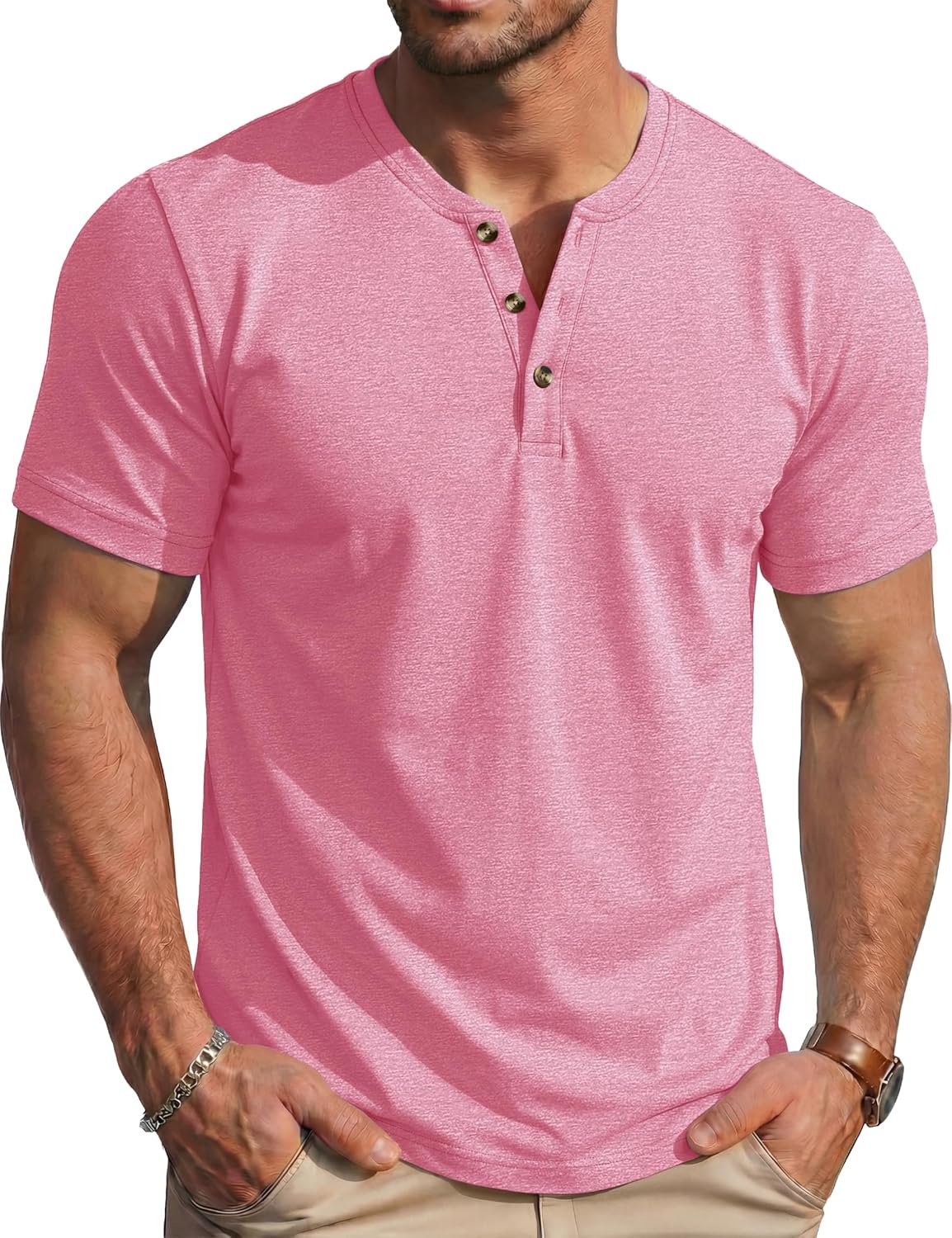 MAGCOMSEN Men's Henley Short Sleeve Shirt Moisture Wicking Lightweight Cotton T-Shirts Casual Summer Basic Tee Shirt