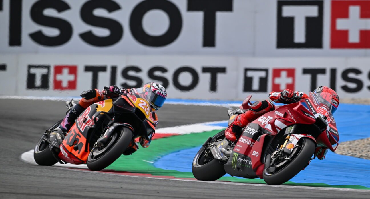 Marc Marquez explains why he raced to survive at Assen before Marco Bezzecchi crashes