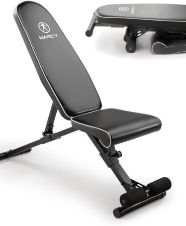 Marcy Foldable Adjustable Utility Weight Bench, Strength Training Home Gym for Full Body Workout