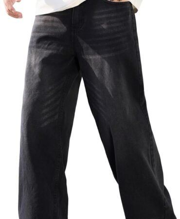 Men's Baggy Jeans Y2K Vintage Wide Leg Denim Pants Hip Hop Skater Jeans Loose Fit Trousers 2000s Streetwear