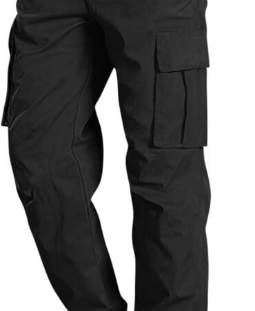 Men's Cargo Pants Stretch Sweatpants Elastic Drawstring Casual Workout Joggers Hiking Tactical Pants with 6 Pockets