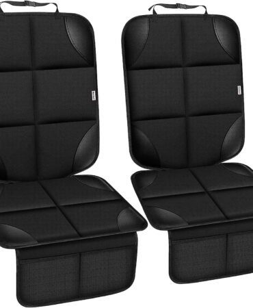 Meolsaek Car Seat Protector for Child Car Seat, Durable 600D Fabric Waterproof Car Seat Cover with Thick Pad Non-Slip Backing，No Imprints (Black 2pcs)