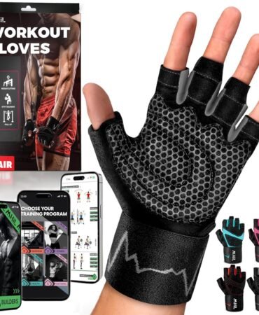 MhIL Workout Gloves for Men – Comfortable Gym Gloves for Men with Enhanced Grip for Safety and Hand Protection – Weight Lifting Protection with Wrist Wraps Support for Performance Boost and Style