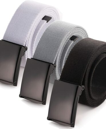 Mile High Life Cut To Fit Canvas Web Belt Size Up to 52" with Flip-Top Solid Black Military Buckle