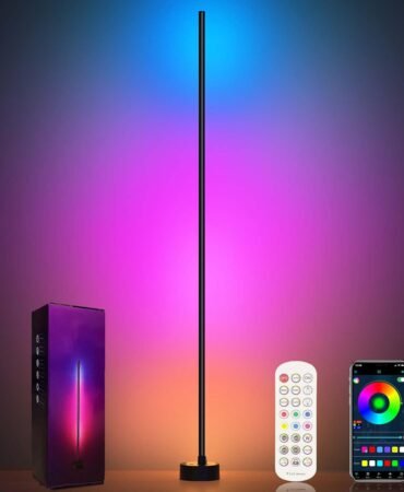 Miortior Corner Floor Lamp - Smart RGB LED Corner Lamp with App and Remote Control, 16 Million Colors & 68+ Scene, Music Sync, Timer Setting - Ideal for Living Rooms, Bedrooms, and Gaming Rooms