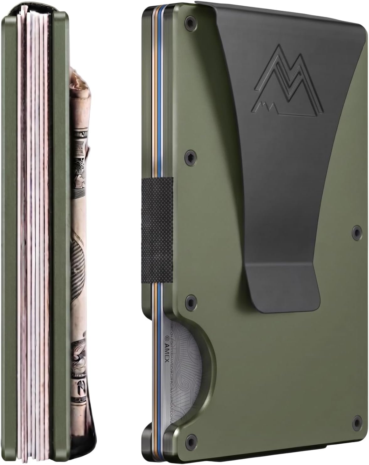 Mountain Voyage Co Minimalist Wallet for Men & Women - Slim RFID Wallet, Scratch Resistant, Credit Card Holder & Money Clip, Easily Removable Money & Cards, (Army Green)