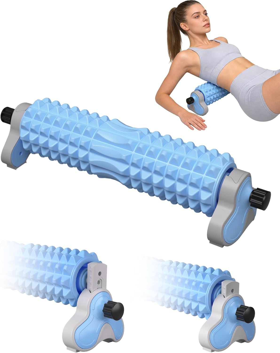 Muscle Relief 3-Gear Adjustable Foam for Exercise,Yoga,Sturdy Triangle Bracket with Thickened Reinforced Inner Shaft,Pilates Foam Roller for Home Fitness & Body Relaxation Training (Blue)