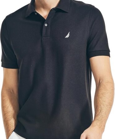 Nautica Men's Classic Short Sleeve Solid Performance Deck Polo Shirt