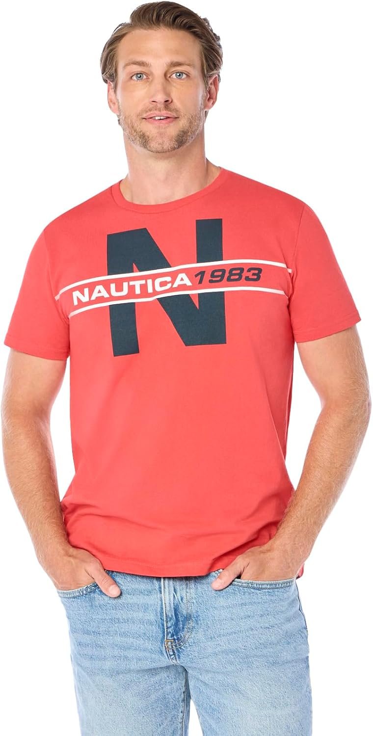Nautica Men's Short Sleeve 100% Cotton Nautical Series Graphic Tee