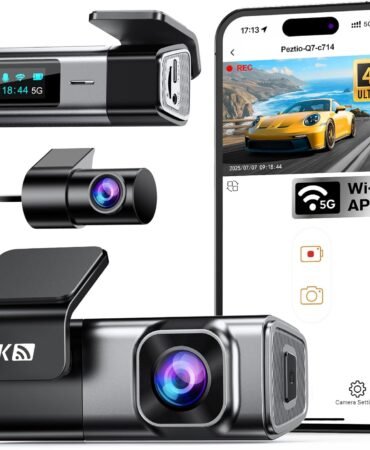 Navycrest 4K Dash Cam Front and Rear, Built-in 5G WiFi, Dash Camera for Cars 4K Front and 1080P Rear, Dashcams for Cars Loop Recording, Gravity Sensor, 24-Hours Parking Mode, SD Card NOT Included