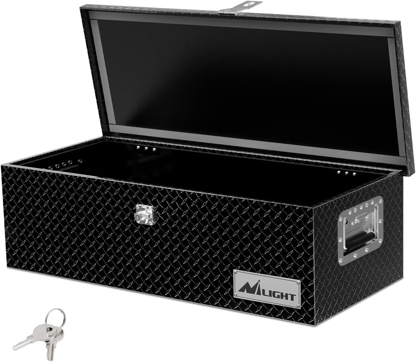 Nilight 30 Inch Truck Tool Box Heavy Duty Aluminum Diamond Plate Truck Bed Toolboxes 30''X13''X9.6'' Waterproof Pick-Up Storage Tool Boxes for Bed of Truck RV Trailer with Side Handle Lock Keys, Black