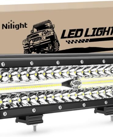 Nilight Led Light Bar 12Inch 300W Triple Row Flood Spot Combo 30000LM Bar Driving Boat Lighting Led Off Road Lights for Trucks,2 Years Warranty