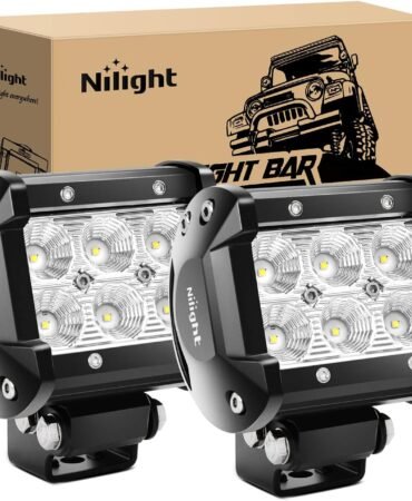 Nilight Led Pods 2Pcs 18W 1260LM Flood Off Road Lights Super Bright Driving Work Fog Lamps for Trucks Pickup Golf Cart SUV ATV UTV 4x4 Van Camper Boat